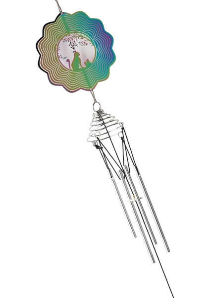 Feng Shui Kedi Temalı Rüzgar Çanı Dış Mekan Bahçe Balkon Süsü Yeni Ev & Arkadaş Hediyesi 60 Cm. modelleri