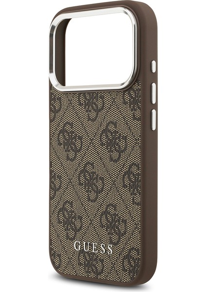 iPhone 17 Pro Max Uyumlu Kılıf Guess Lisanslı M-Safe Özellikli 4g Klasik Yazı Logolu Kapak Kahvereng