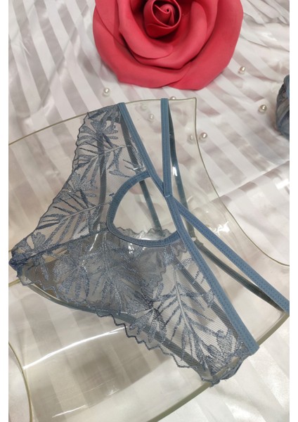 No Push-Up Midye Model Fantezi Dantel ve Tül Detaylı Yumuşak Hafif Ipli Yaprak Detaylı Sütyen Külot Takım fiyatları