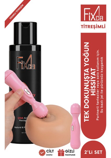 150 ml Çilek Aromalı Kayganlaştırıcı Jel + Mini Titreşimli Vibratör – Yoğun Hissiyatlı 2’li Set