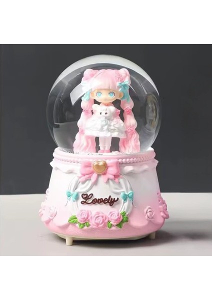 Sevimli Kız Büyük Boy Püskürtmeli Müzikli Işıklı Kar Küresi modelleri