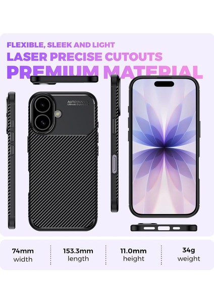 Apple iPhone 17 Uyumlu Kılıf Karbon Tasarım Kamera Korumalı Silikon Telefon Kılıfı Kapak indirimleri