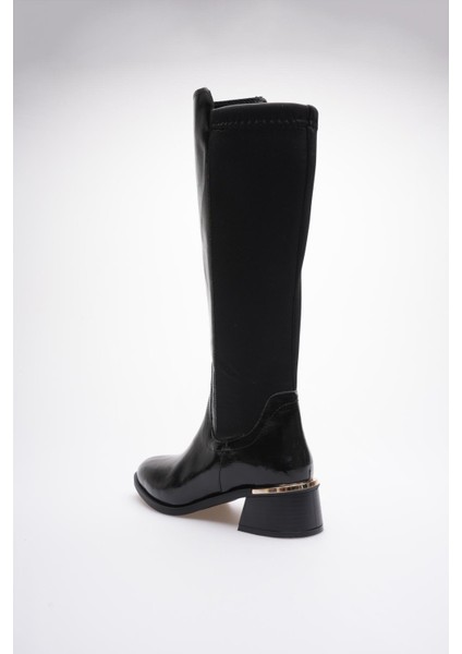 Kadın Deri Çizme Streç Fermuarlı Gold Topuk Detaylı Strelune fırsatları