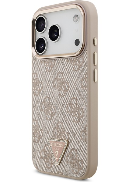 iPhone 17 Pro Kılıf Guess Lisanslı M-Safeli Gold Kamera Çerçeveli Taşlı Üçgen Logo 4g Desenli Pembe fiyatları