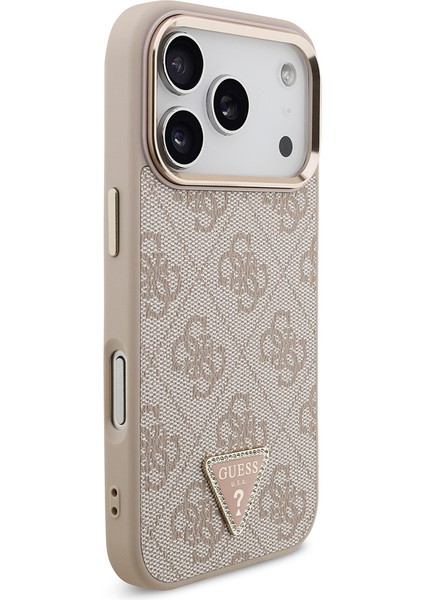 iPhone 17 Pro Kılıf Guess Lisanslı M-Safeli Gold Kamera Çerçeveli Taşlı Üçgen Logo 4g Desenli Pembe fırsatları