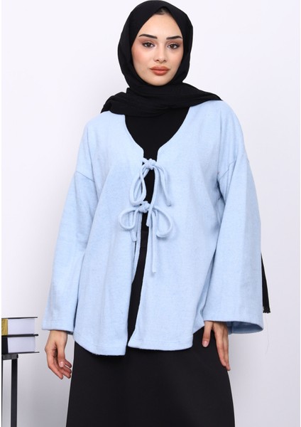 Mavi Ön Bağlamalı Yumoş Kimono