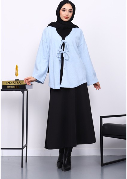 Mavi Ön Bağlamalı Yumoş Kimono fiyatları