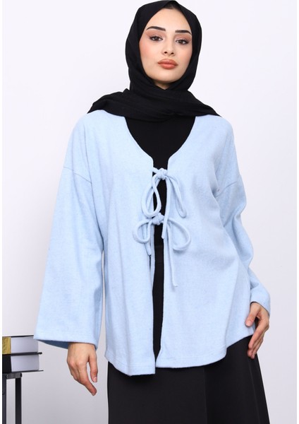 Mavi Ön Bağlamalı Yumoş Kimono modelleri