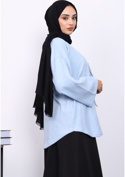 Mavi Ön Bağlamalı Yumoş Kimono fırsatları