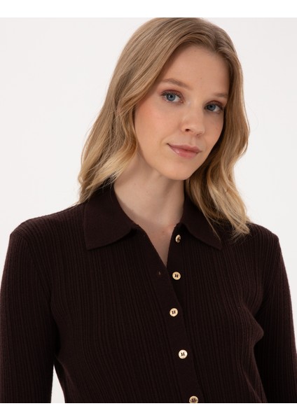 Kadın Kahverengi Slim Fit Triko Hırka 50316338-VR029 fiyatları