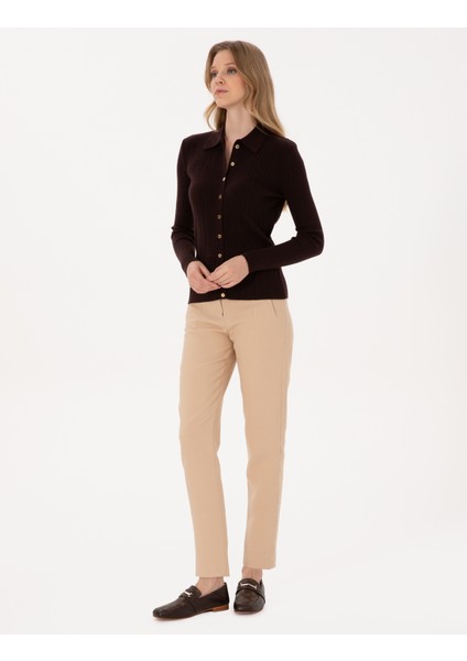 Kadın Kahverengi Slim Fit Triko Hırka 50316338-VR029 fırsatları