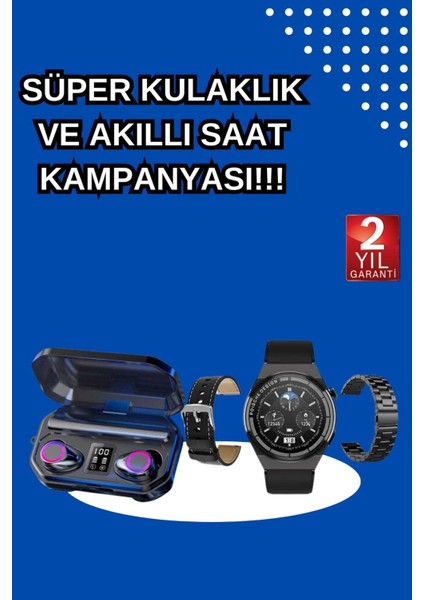 Yeni Nesil Kampanyası Bluetooth Bağlantılı Akıllı Saat ve Kablosuz Kulaklık D - M848K285-R85