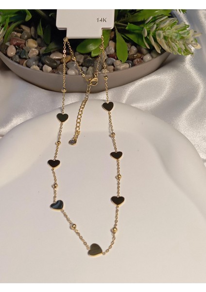 14 K Kaplama Kalpli Zincir Çelik Kolye