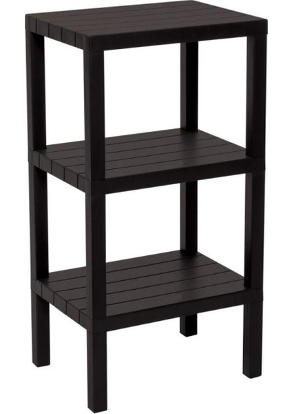 3 Raflı Siyah Modüler Ünite Plastik 38X29X74 cm (K95)