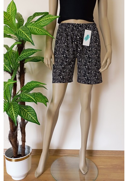 Kadın Yumuşacık Baskılı Rahat Kalıp Penye Şort indirimleri