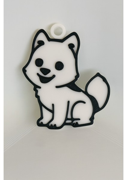 Sevimli Husky Köpek Anahtarlık – 3D Baskı Hediyelik Aksesuar