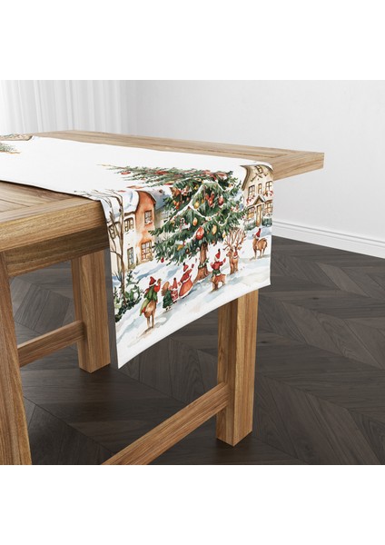 Dijital Baskılı Runner - Yılbaşı / Christmas Desenli - 140X40 cm fırsatları