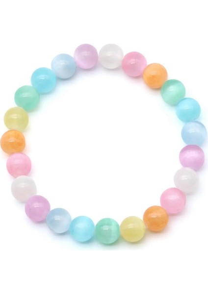 Renkli Selenit Taşı Doğal Taş Bileklik 8 mm