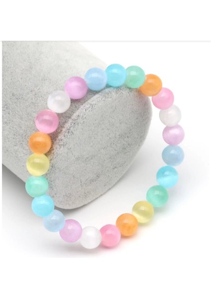 Renkli Selenit Taşı Doğal Taş Bileklik 8 mm fiyatları