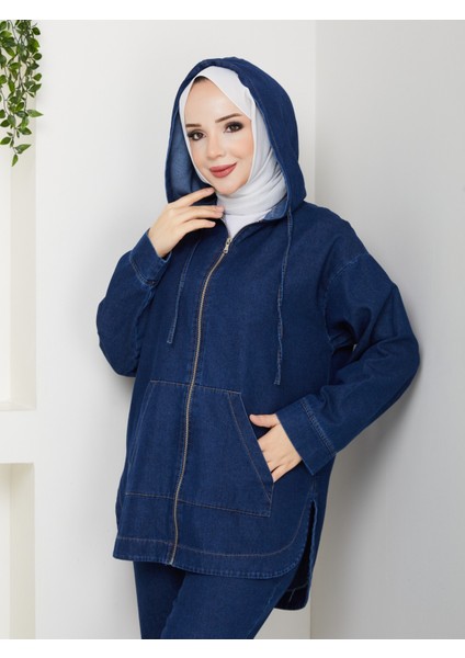 Kadın Pantolonlu Ikili Salaş Kot Takım -PMK488 indirimleri