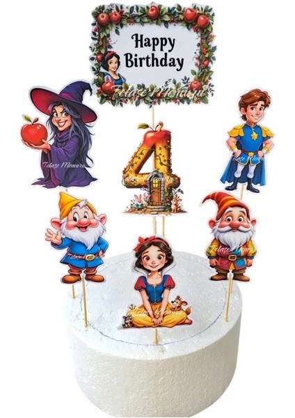 Pamuk Prenses Doğum Günü Konsepti ve Pasta Süsü - 4 Yaş Pamuk Prenses Pasta Süsü ve Doğum Günü