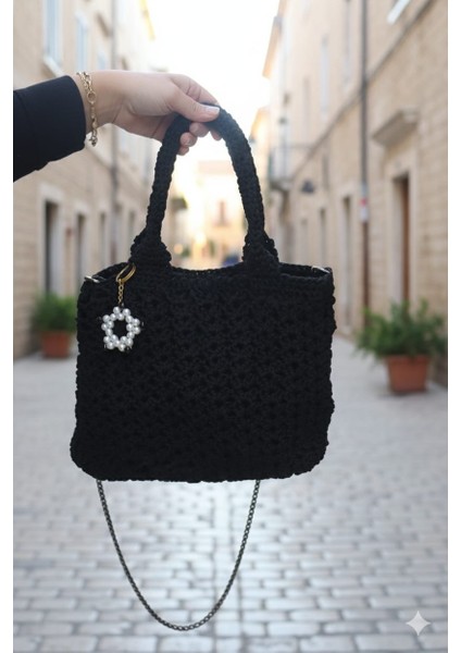 El Yapımı Aksesurlı Kadın Kol ve Omuz Çantası