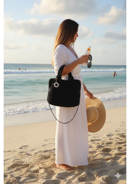 El Yapımı Aksesurlı Kadın Kol ve Omuz Çantası fırsatları