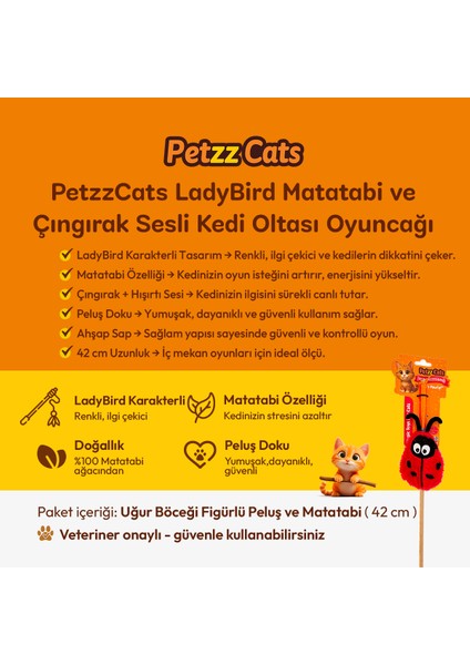 Ladybird Matatabi ve Çıngırak Sesli Kedi Oltası Oyuncağı indirimleri