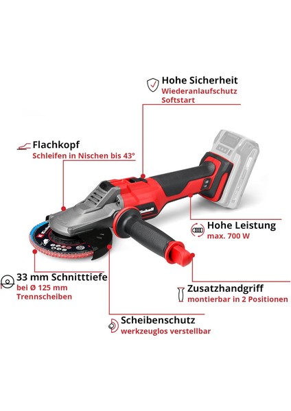 Tp-Ag 18/125 F Li Bl - Solo, Akülü Avuç Taşlama (Akü ve Şarj Cihazı Dahil Değildir) - 443117 modelleri