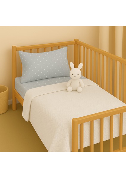 3'lü Bebek Pike Takımı – %100 Pamuk Set, Pike + Lastikli Çarşaf + Yastık Kılıfı 60X120 Poplin Çarşaf