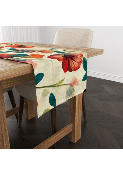 Dijital Baskılı Runner - Çiçek Desenli - 140X40 cm fırsatları