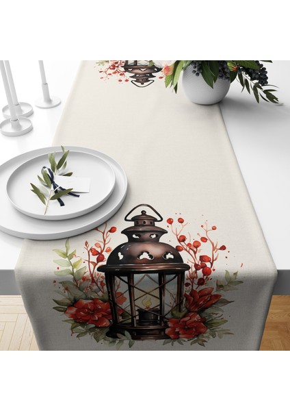 Dijital Baskılı Runner - Yılbaşı / Christmas Desenli - 140X40 cm