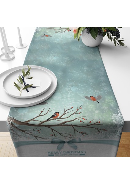 Dijital Baskılı Runner - Yılbaşı / Christmas Desenli - 140X40 cm