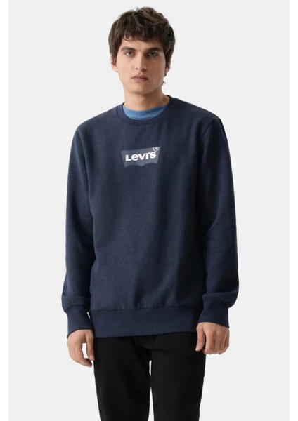 Erkek Bisiklet Yaka Lacivert Sweatshirt - 38423-0157