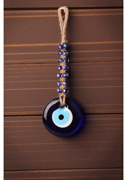 Lüks Makrome Hasır Işlemeli Büyük Nazar Boncuğu Duvar ve Kapı Süsü Dekoratif Ev Ofis Hediyesi Mdl: 4