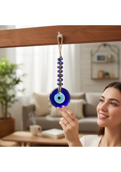 Lüks Makrome Hasır Işlemeli Büyük Nazar Boncuğu Duvar ve Kapı Süsü Dekoratif Ev Ofis Hediyesi Mdl: 4 fiyatları