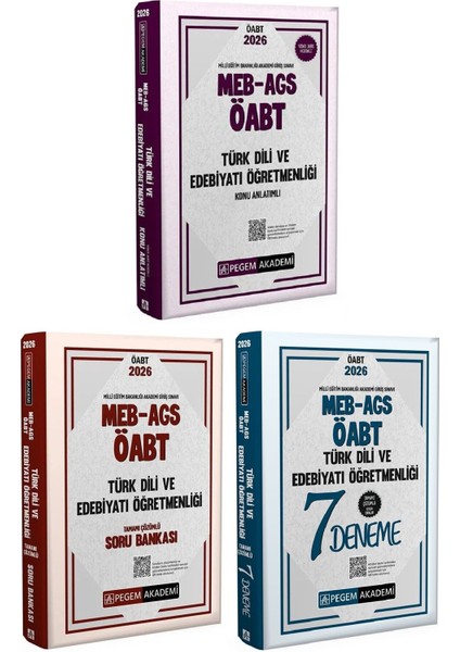 Pegem 2026 Öabt Meb-Ags Türk Dili ve Edebiyatı Öğretmenliği Konu + Soru Bankası + 7 Deneme 3 Lü Set Pegem Akademi Yayınları