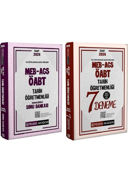 Pegem 2026 Öabt Meb-Ags Tarih Öğretmenliği Soru Bankası + 7 Deneme 2 Li Set Pegem Akademi Yayınları