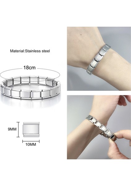 Italyan Charm Unisex Bileklik – Yazısız, Paslanmaz Çelik, Modern Italyan Stili Takı indirimleri