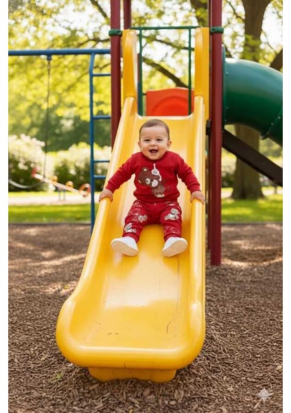 Kırmızı Ayıcık 1-2-3 Yaş Çocuk Alt Üst Takım Pijama Takım