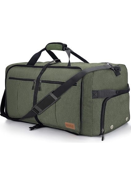 Katlanabilir Seyahat Çantası, Ayakkabı Bölmeli Hafta Sonu Geceleme, Katlanır Hurç 100L - Haki