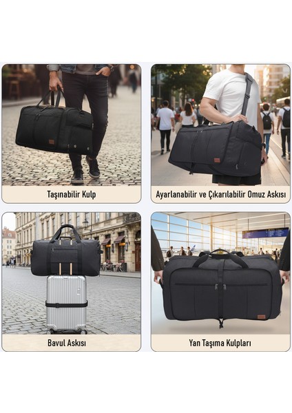 Katlanabilir Seyahat Çantası, Ayakkabı Bölmeli Hafta Sonu Geceleme, Katlanır Hurç 100L - Haki fırsatları