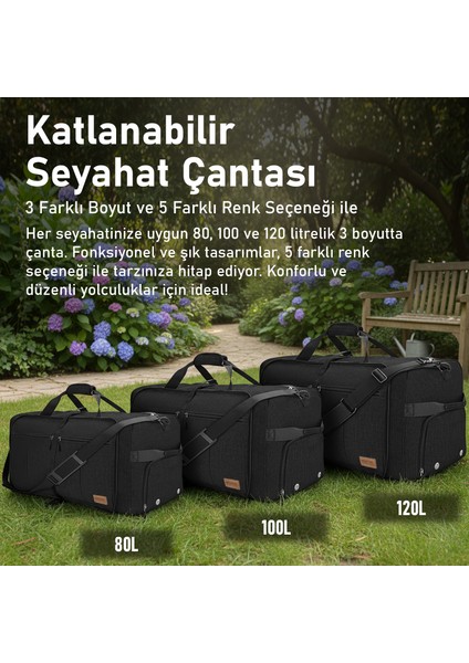 Katlanabilir Seyahat Çantası, Ayakkabı Bölmeli Hafta Sonu Geceleme, Katlanır Hurç 100L - Haki