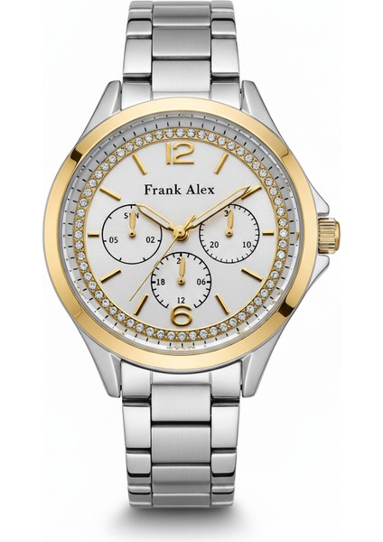 Kadın Kol Saati Altın ve Gümüş Renk, Gümüş Kadran - Şık Metal Kordon, 2 Yıl Garantili