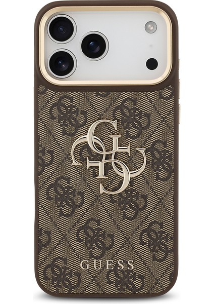 iPhone 17 Pro Max Uyumlu Kılıf Guess Lisanslı 4g Büyük Metal Logolu Kalın Askılı Kapak Kahverengi modelleri