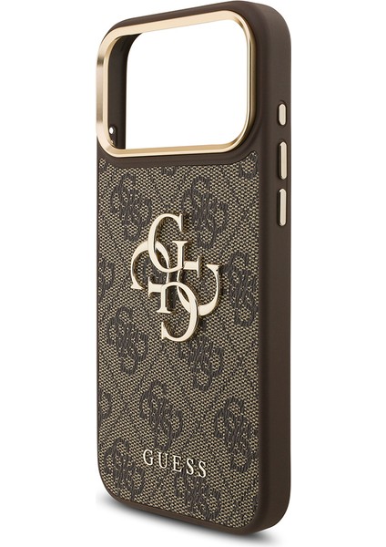 iPhone 17 Pro Max Uyumlu Kılıf Guess Lisanslı 4g Büyük Metal Logolu Kalın Askılı Kapak Kahverengi