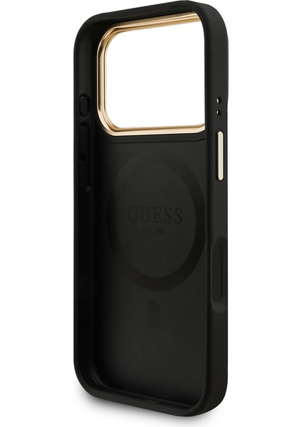 iPhone 17 Pro Uyumlu Kılıf Guess Lisanslı M-Safe Özellikli Askılı ve 4g Logo Kartlıklı Kapak Siyah modelleri