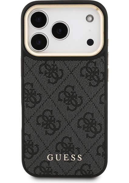 iPhone 17 Pro Uyumlu Kılıf Guess Lisanslı M-Safe Özellikli Askılı ve 4g Logo Kartlıklı Kapak Siyah