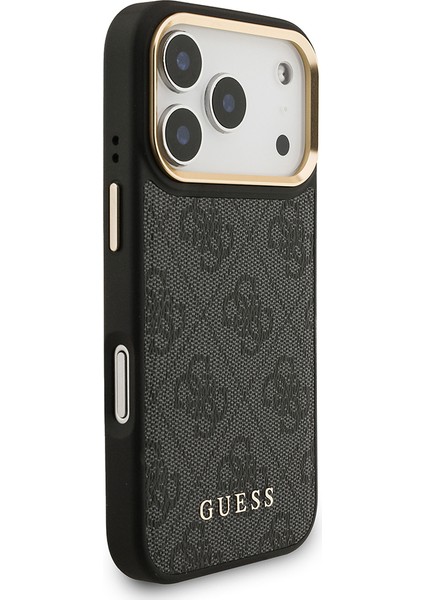 iPhone 17 Pro Uyumlu Kılıf Guess Lisanslı M-Safe Özellikli Askılı ve 4g Logo Kartlıklı Kapak Siyah