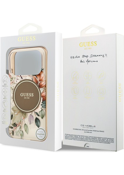 iPhone 17 Pro Max Uyumlu Kılıf Guess Lisanslı M-Safe Özellikli Flower Tonal Circle Kapak Kahverengi
